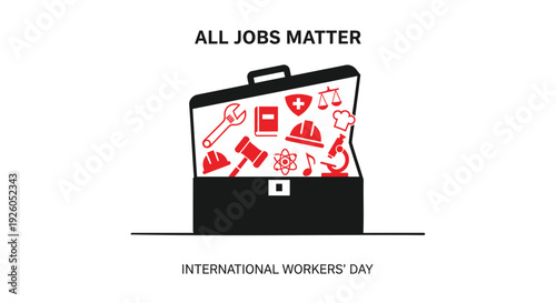 International Workers' Day icon set, All Jobs Matter