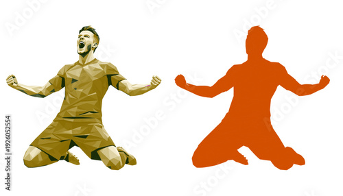 Celebration and calmness juxtaposed in contrasting athletic and meditative poses