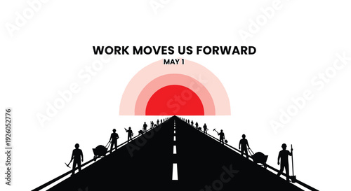 Labor day vector illustration, Work moves us forward concept