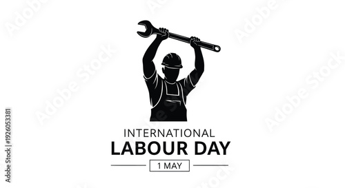 International Labour Day icon, May 1st, worker with wrench