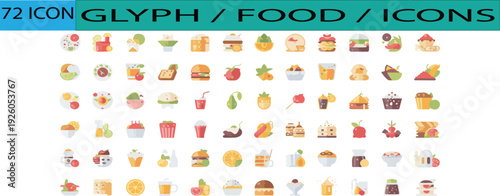 Creative Culinary & Restaurant Themed Flat Food Icons Mega Pack