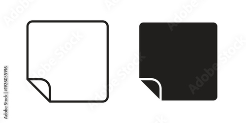 Sticky note icon, line symbols on white background. EPS10