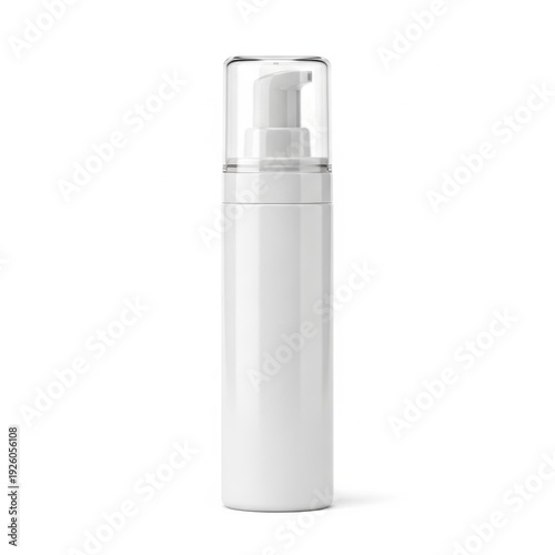 A sleek spray bottle standing upright against a plain background.