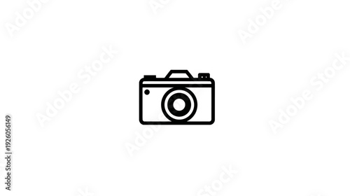Minimalist Photo Camera Icon. Outline Vector Symbol of Photography, Multimedia, and Digital Imaging Technology.
