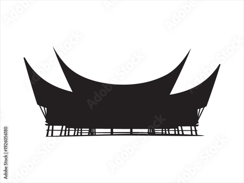 Chinese pavilion silhouette Vector collection. Minimalist Traditional Chinese Pavilion Silhouette on White Background