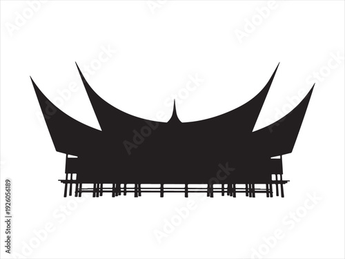 Chinese pavilion silhouette Vector collection. Minimalist Traditional Chinese Pavilion Silhouette on White Background