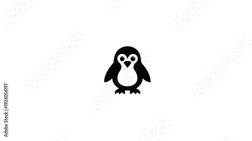 Cute minimalist penguin icon vector illustration. Simple black and white animal graphic design element on a clean background.