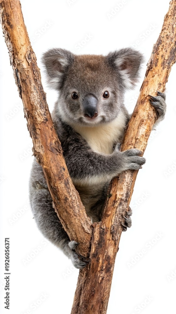 Obraz premium A cute koala resting on a tree branch.