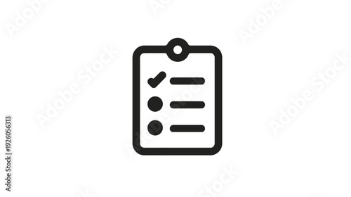 Checklist icon on a clipboard, task list symbol for planning, to-do, completion, business organization, and productivity