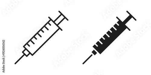 Syringe icon, line symbols on white background. EPS10