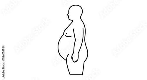 Simple line drawing of a pregnant woman in profile showcasing a rounded belly