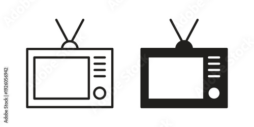 Television icon, line symbols on white background. EPS10