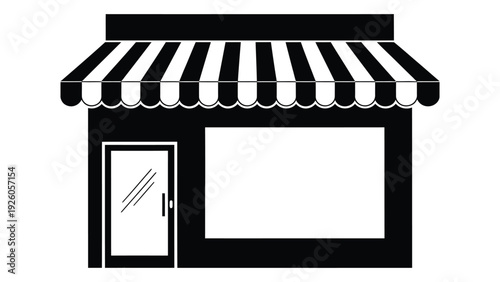 A black and white image of a storefront isolated on white background, Vector