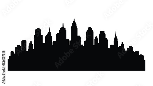 A black silhouette of a city skyline at dusk isolated on white background, Vector