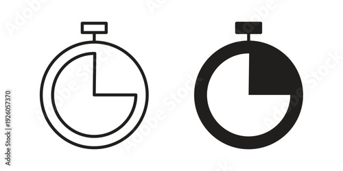 Timer icon, line symbols on white background. EPS10