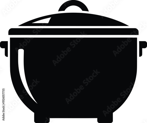 Black silhouette of a covered cooking pot
