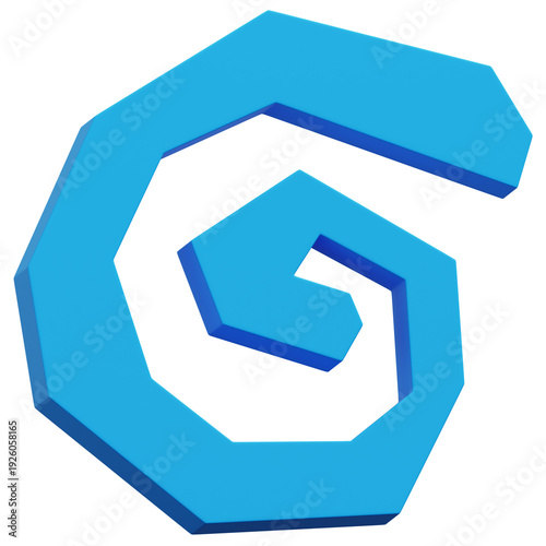 Canvas-taulu 3D Blue Angular Spiral Loop Form