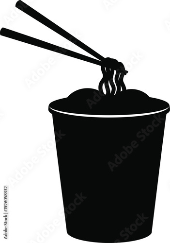 Noodle in a bucket with chopstick