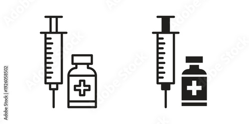 Vaccination icon, line symbols on white background. EPS10