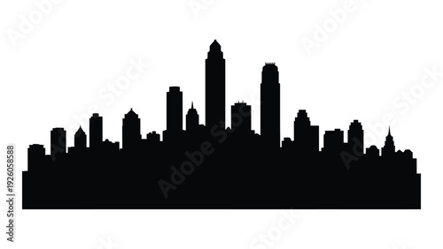 A black silhouette of a city skyline on a white background isolated on white background, Vector