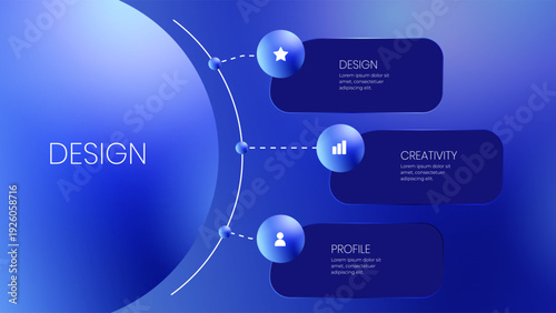 Modern Blue Infographic Design Layout With Creativity, Profile Sections and UI Elements for Business Presentations
