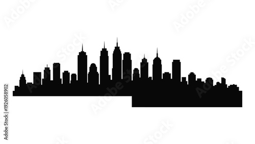 A black silhouette of a city skyline at dusk isolated on white background, Vector