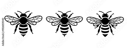 honey bee silhouette vector set