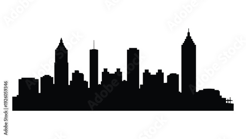 A black silhouette of a city skyline at dusk isolated on white background, Vector