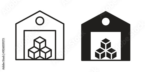 Warehouse icon, line symbols on white background. EPS10