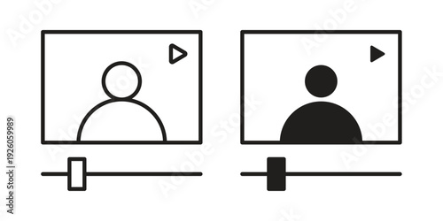 Webinar icon, line symbols on white background. EPS10