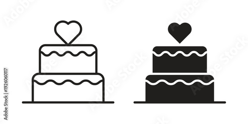 Wedding cake icon, line symbols on white background. EPS10