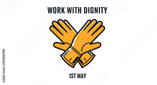 Labor day icon with gloves and text