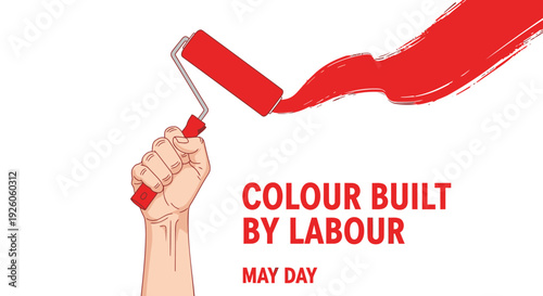 Labour day illustration with paint roller and hand