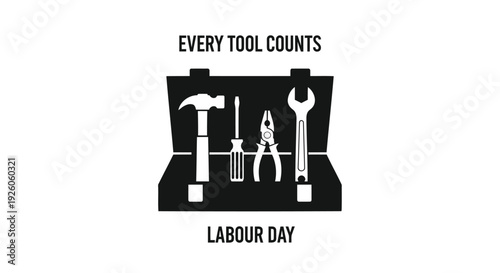 Labour Day toolbox icon set with tools