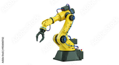 Yellow Industrial Robotic Arm with Gripper