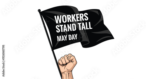 May Day flag with raised fist