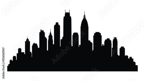 A black silhouette of a city skyline on a white background isolated on white background, Vector