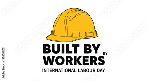 Labor Day icon with hard hat and text