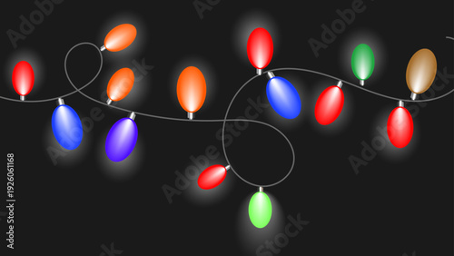 Colorful Festive String Lights Collection, Decorative Holiday and Celebration Light Elements