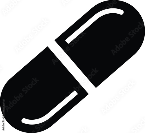A black and white image of a capsule or pill