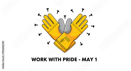 Labor day icon, work with pride may 1, labor rights vector