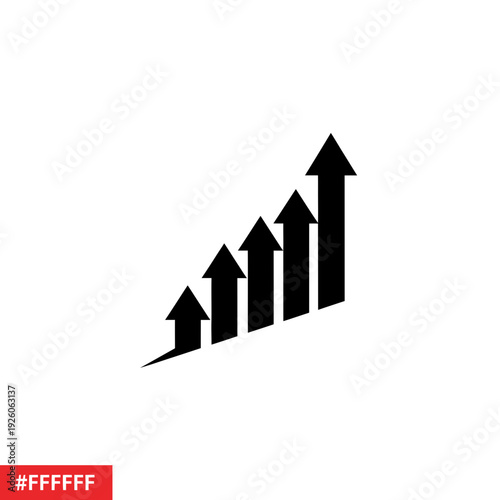 A black and white graph with arrows pointing up