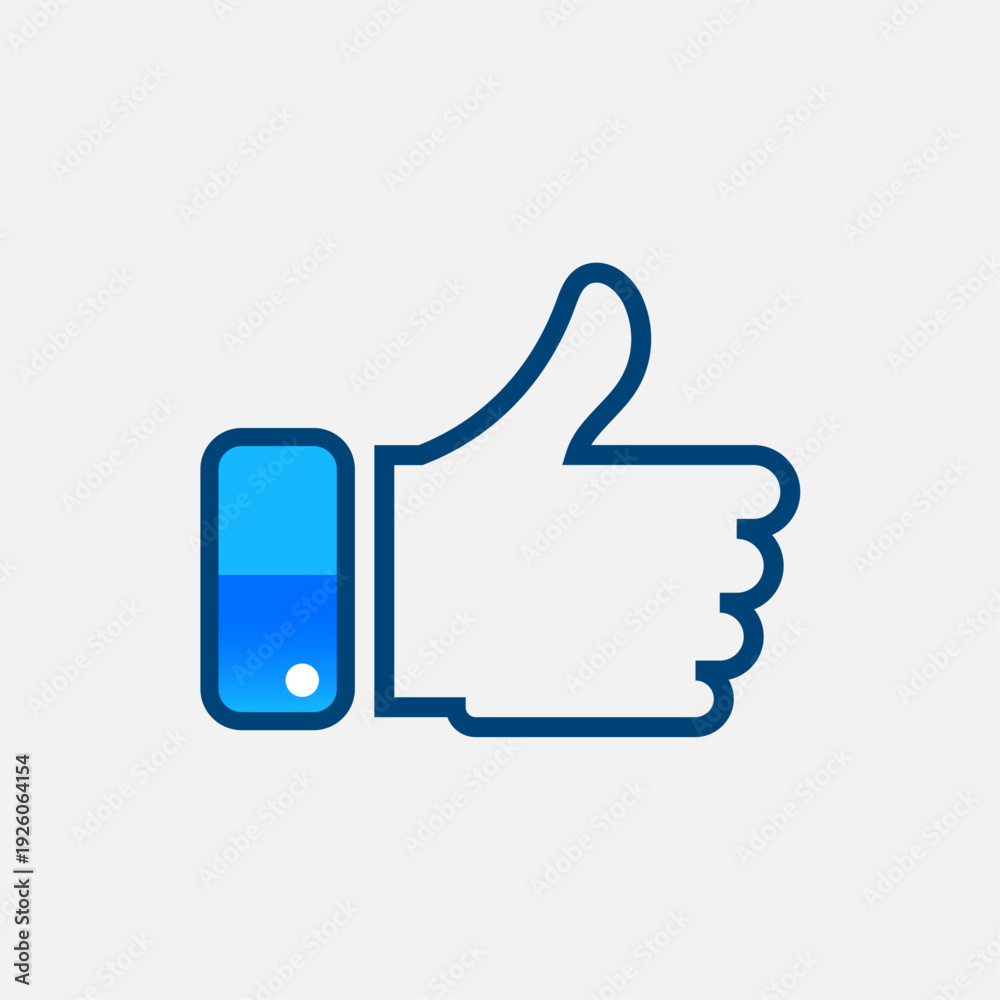 Obraz premium Like Icon, Thumbs Up Social Media Symbol for Web, App and UI Design