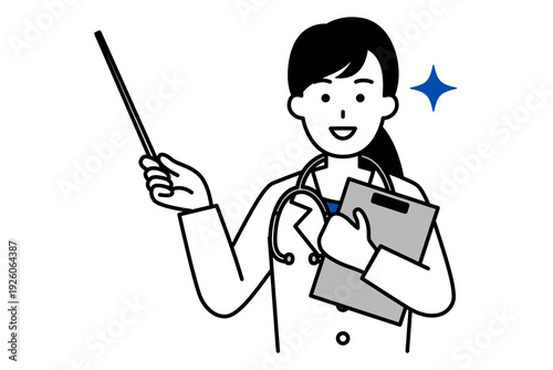 指示棒で説明する医師の女性