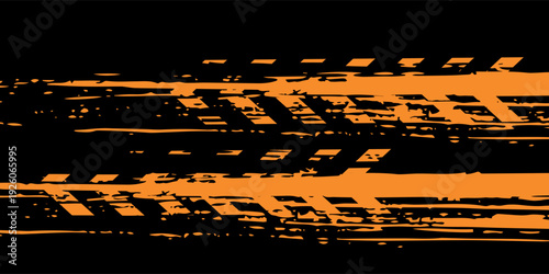 orange black brush Car sticker wrap pattern banner abstract sporty lines. modern illustration.