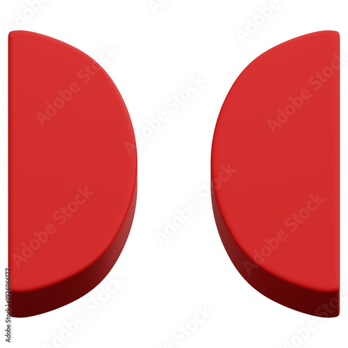 Fotografia 3D Red Opposing Half Circle Split