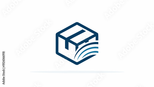 Warehouse distribution logo with shipping box icon on white background for business and logistics concepts