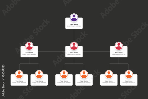 Business Organization Chart Infographic With Hierarchy Structure And Icons