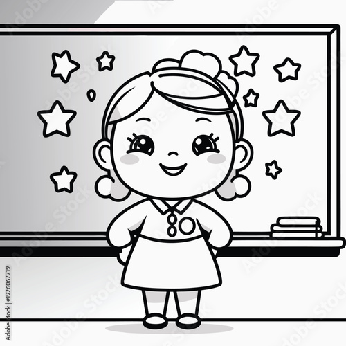 Adorable Kawaii Girl Character with Big Eyes and Sweet Smile.