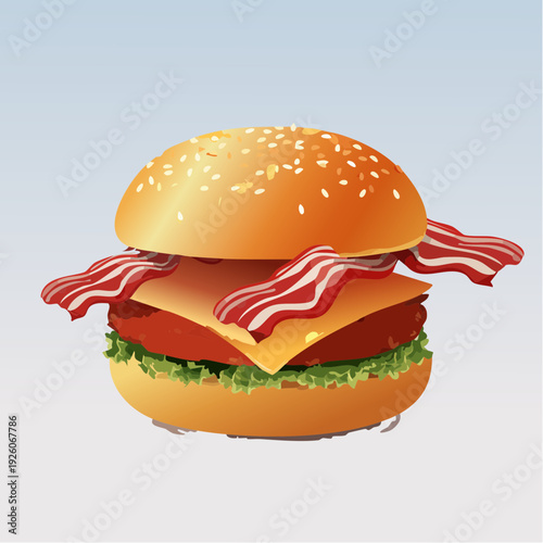 A juicy cheeseburger with crispy bacon on a toasted bun.